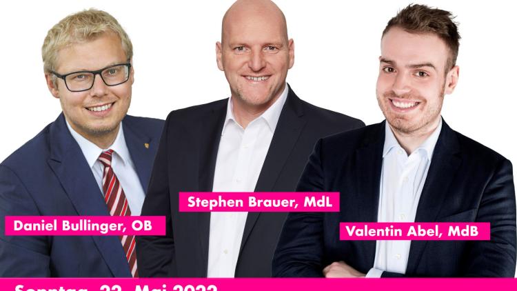 Valentin Daniel Bullinger (OB), Stephen Brauer (MdL), Valten Abel (MdB)