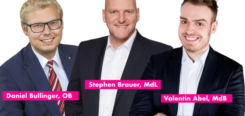 Valentin Daniel Bullinger (OB), Stephen Brauer (MdL), Valten Abel (MdB)